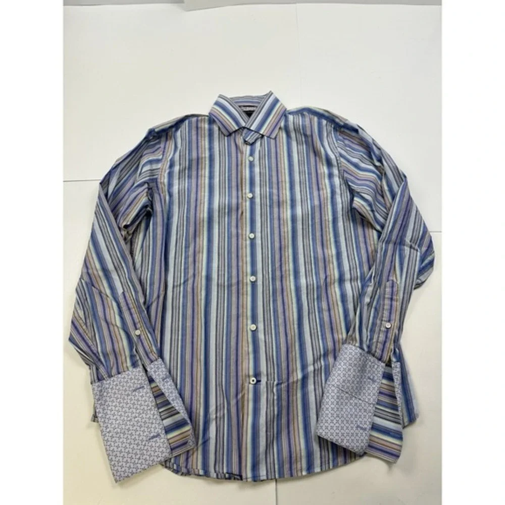 Banana Republic Button Up Mens Medium 15-15.5 Striped French Cuffs